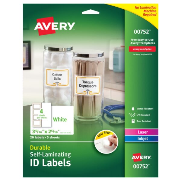ETIQUETAS ADHESIVAS IMPRIMIBLES AUTO-LAMINABLES 5.87 x 8.41 CM - 20 Unds