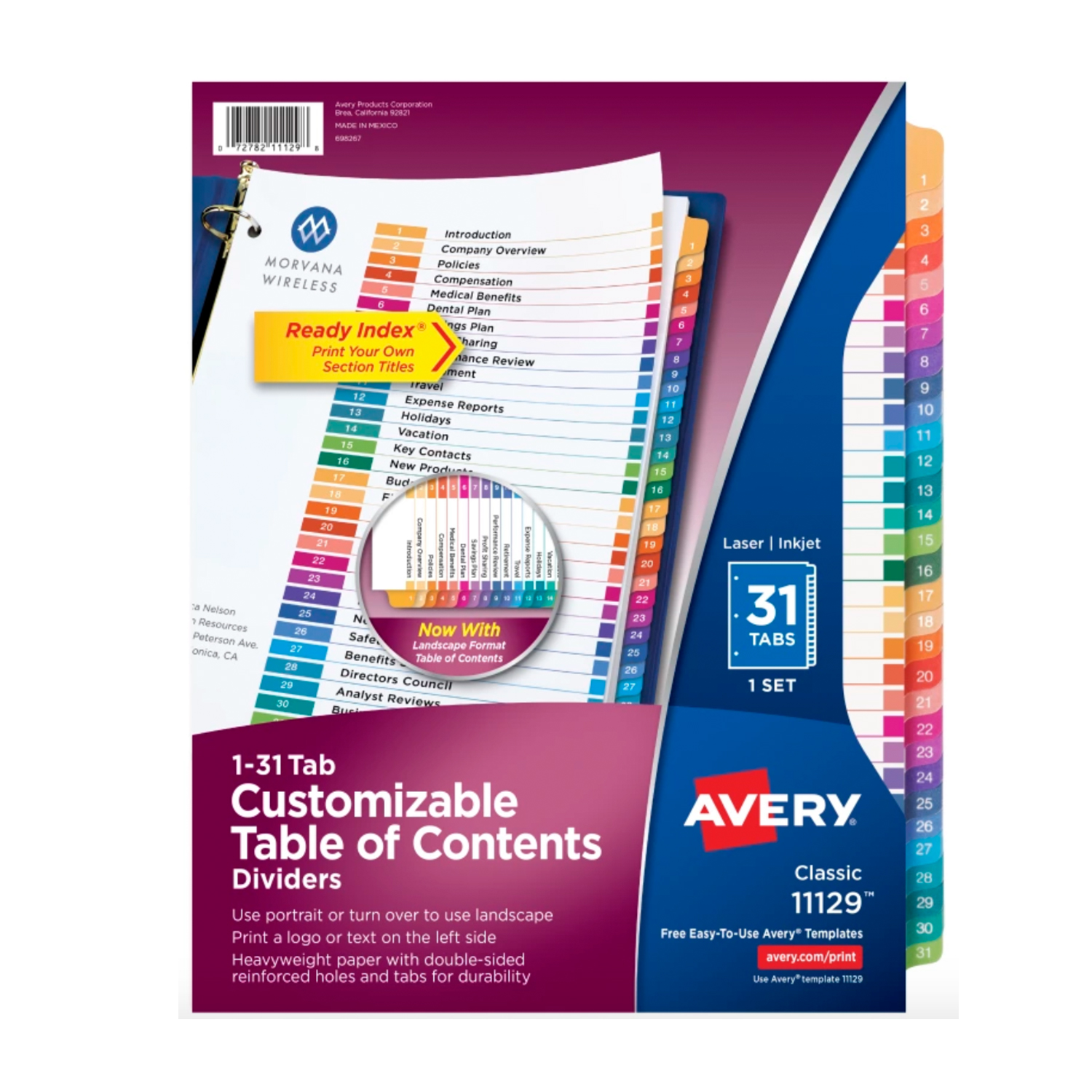 SEPARADORES DE REFERENCIA CARTA READY INDEX 31 POSICIONES