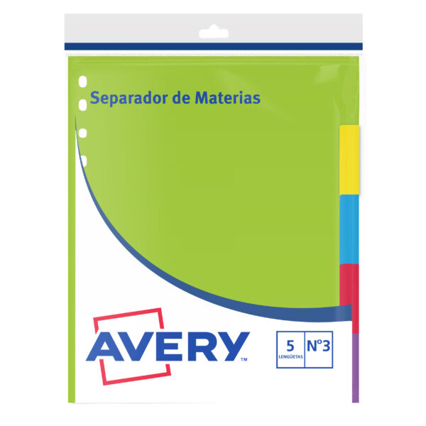 SEPARADOR DE ARCHIVO ESCOLAR N°3 5 Lengüetas - Imagen 3