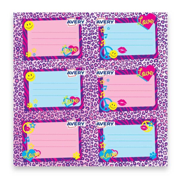 ETIQUETAS ADHESIVAS DISEÑO "PRINT LOVE" 7.5 x 5 CM - 6 Unds