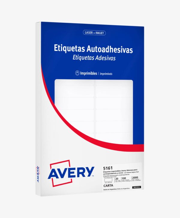 ETIQUETAS ADHESIVAS IMPRIMIBLES AVERY BLANCAS  2.5 x 10.2 cm - 2000 Unds
