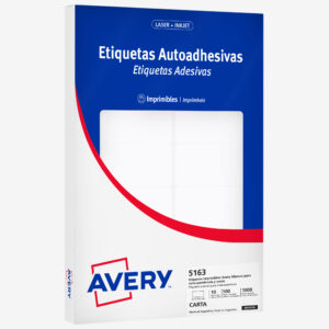 ETIQUETAS ADHESIVAS IMPRIMIBLES AVERY BLANCAS 5.1 x 10.2 cm - 1000 Unds