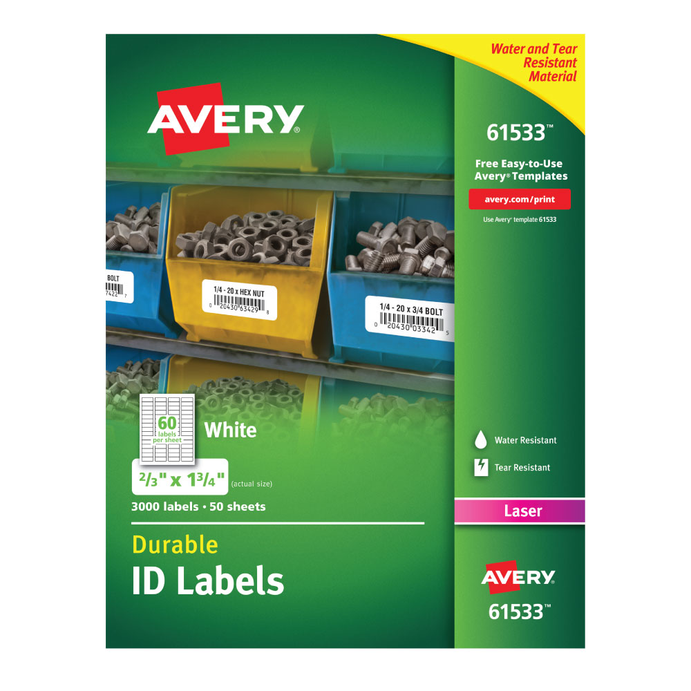 ETIQUETAS ADHESIVAS IMPRIMIBLES DURABLES 1.70 x 4.45 CM - 3000 Unds