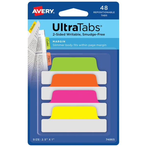 ULTRA TABS SLIM REPOSICIONABLES FLUO 6.35 x 2.54