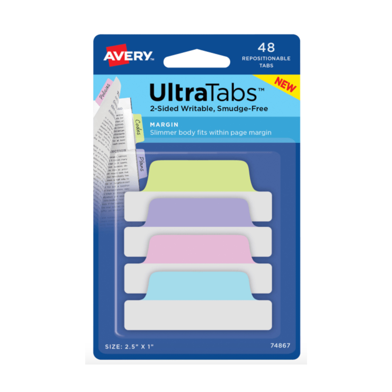 ULTRA TABS SLIM REPOSICIONABLES PASTEL 48 TABS