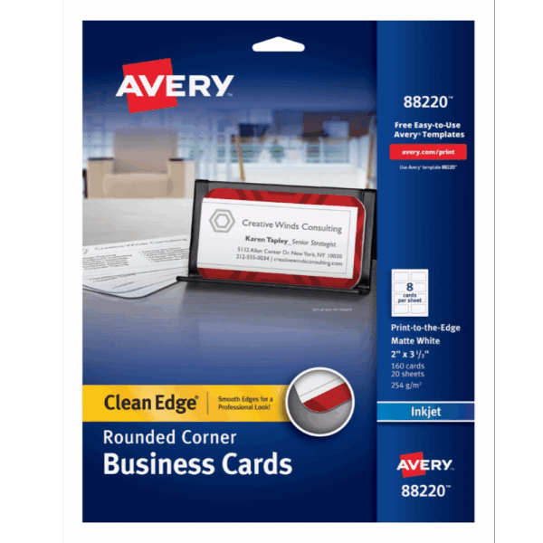 TARJETAS PERSONALES AVERY BORDES REDONDEADOS