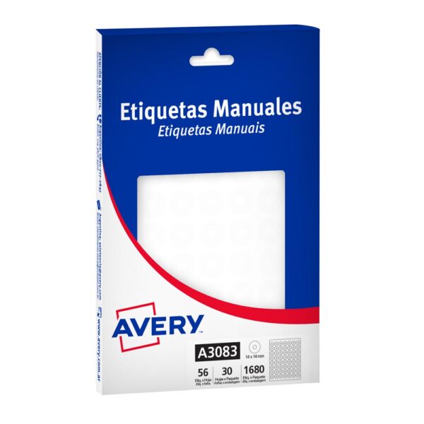 OJALILLOS AVERY TRANSPARENTE DE POLIPROPILENO 13mm - 1.680 unids