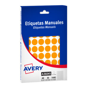 ETIQUETAS AVERY REDONDAS FLUO NARANJA 15 mm