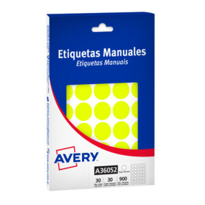 ETIQUETAS AVERY REDONDAS FLUO AMARILLO 19.4 mm