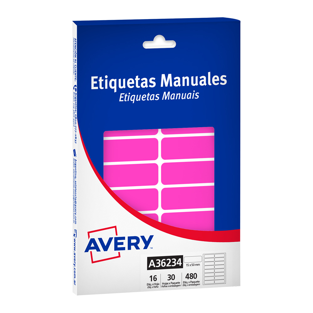 ETIQUETAS MANUALES ROSA FLÚO 15x50 mm