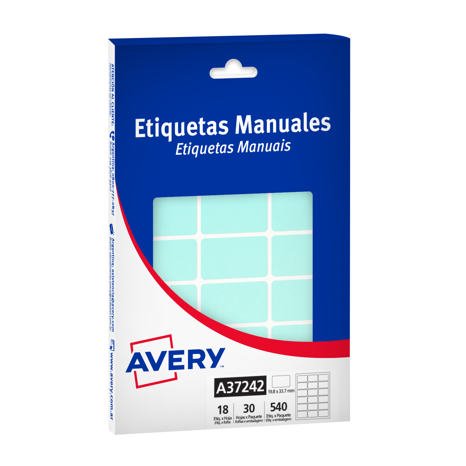ETIQUETAS MANUALES CELESTE PASTEL 19.8x33.7 mm