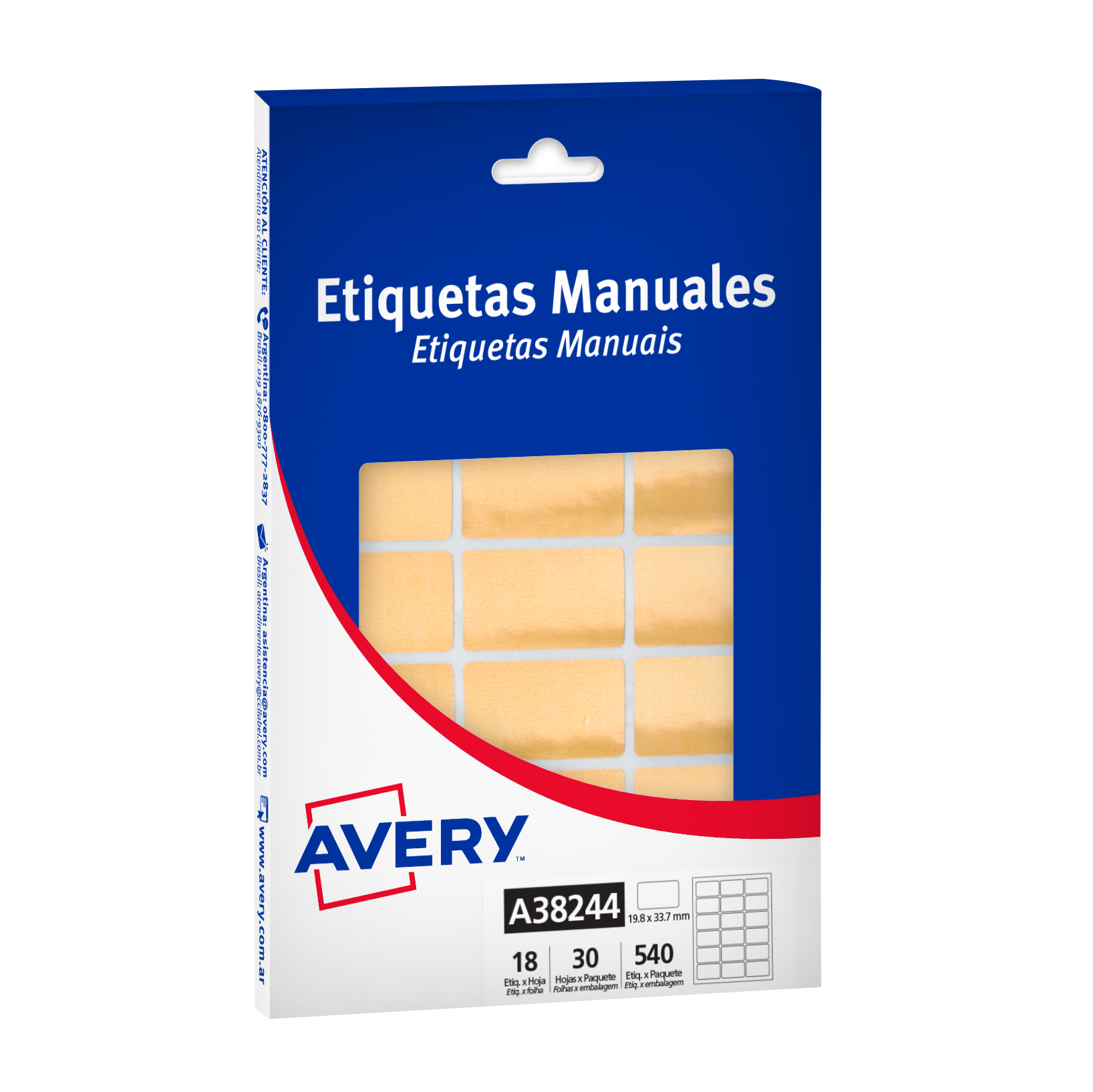 ETIQUETAS MANUALES DORADAS 19.8x33.7 mm