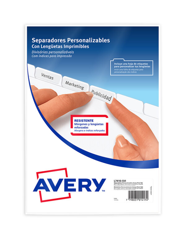 SEPARADORES PERSONALIZABLES PRINT TAB A4 5 POSICIONES