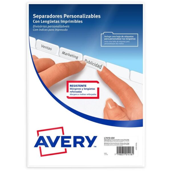 SEPARADORES PERSONALIZABLES PRINT TAB A4 6 POSICIONES