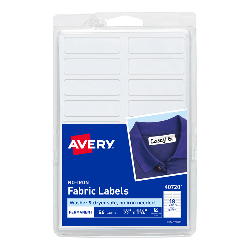 ETIQUETAS AVERY PARA IDENTIFICAR ROPA 4.4 x 1.2 CM - 54 Unds
