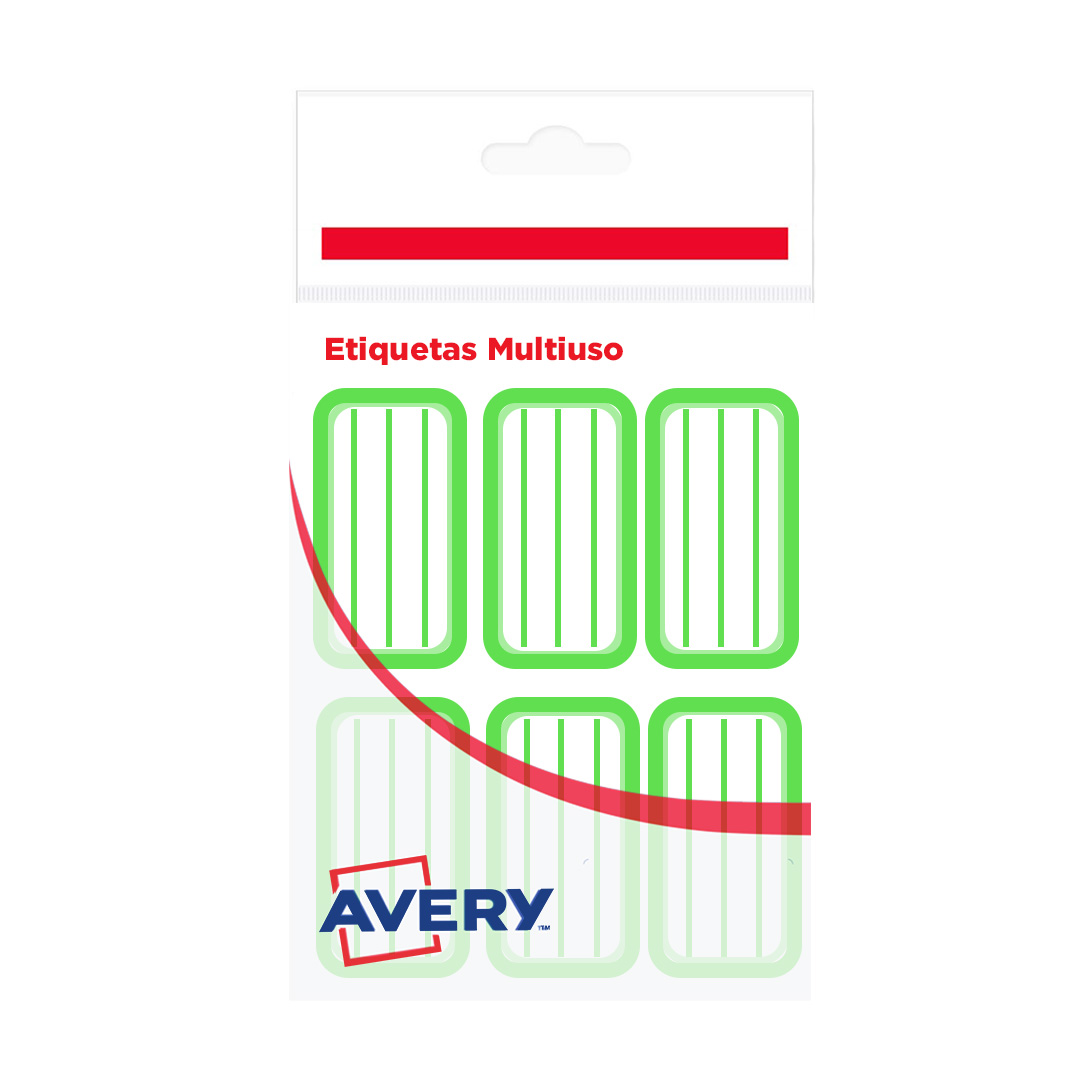 ETIQUETAS ESCOLARES VERDE 3.5 x 5.8 CM - 18 Unds