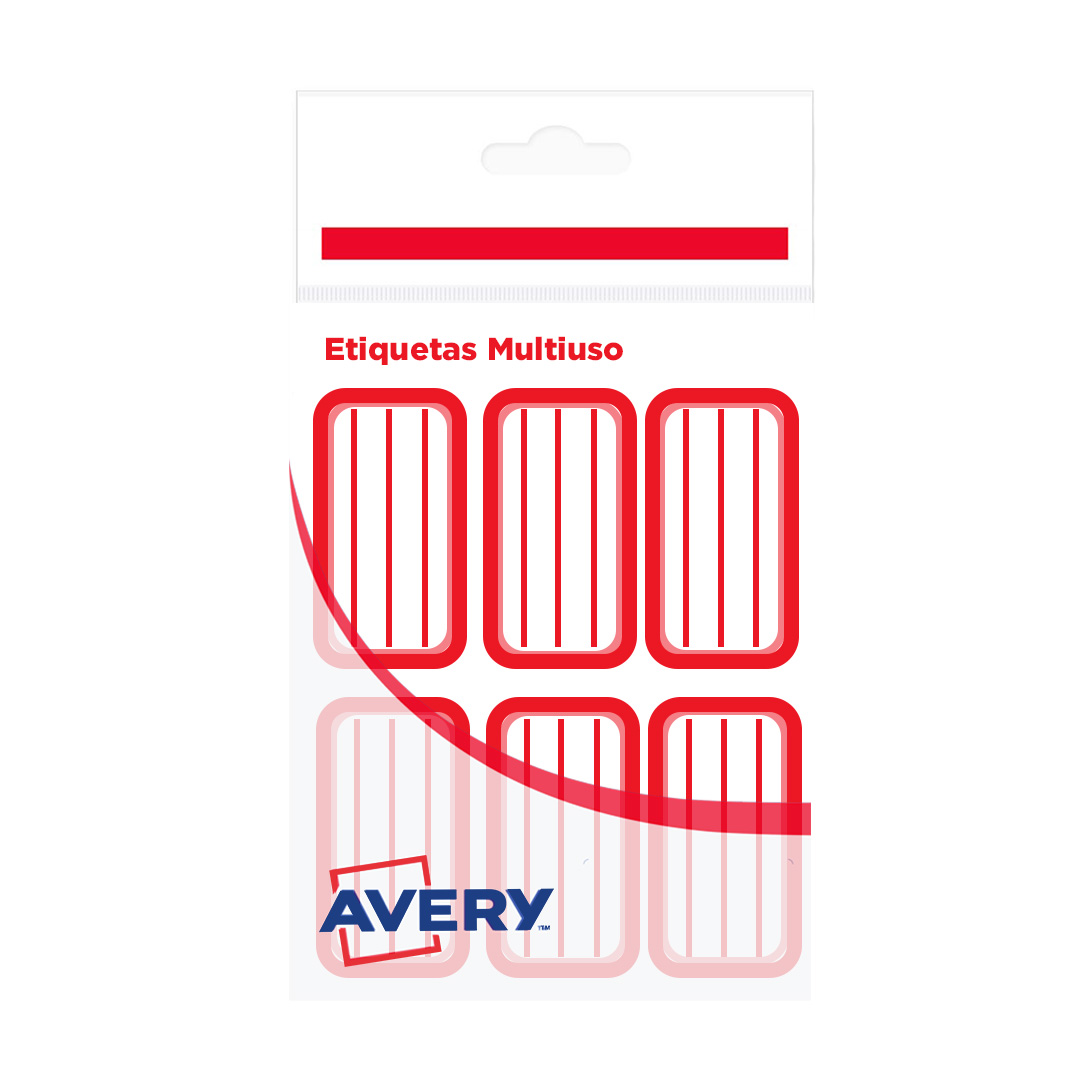 ETIQUETAS ESCOLARES ROJO 3.5 x 5.8 CM - 18 Unds